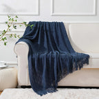 Throw Blanket - Soft Navy Blue 50x60, side view - House Of Avana
