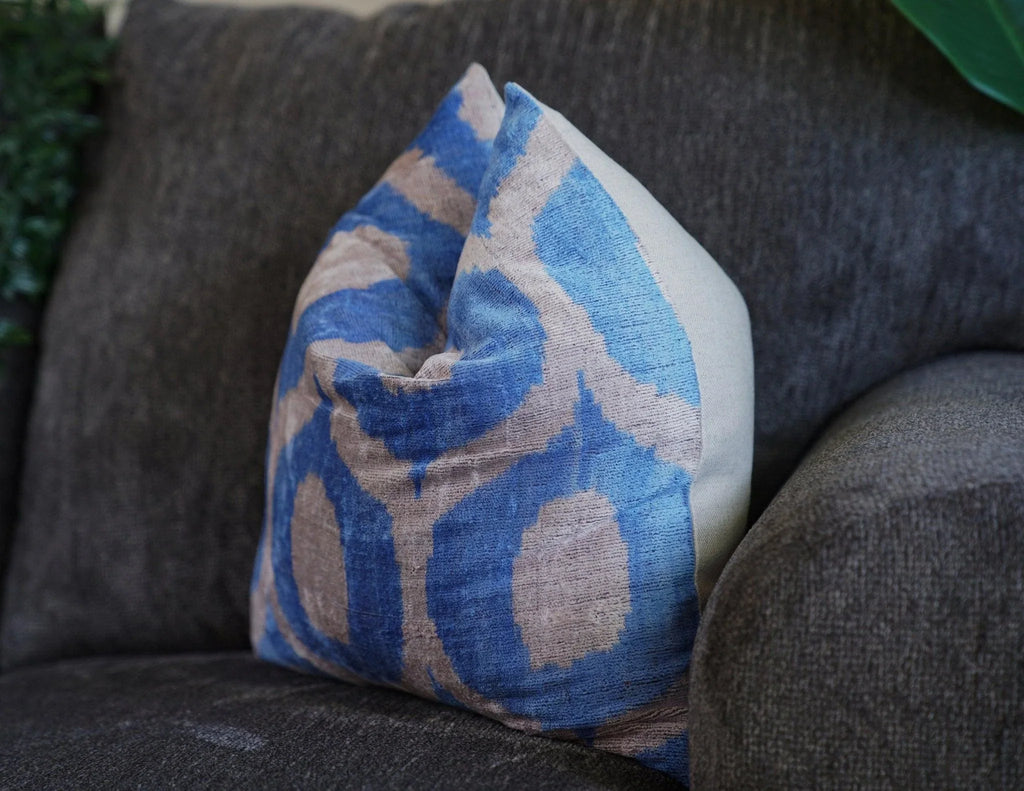 Canvello Handmade Throw Blue Pillows for Couch | X in (50 X Cm), angled view - House Of Avana