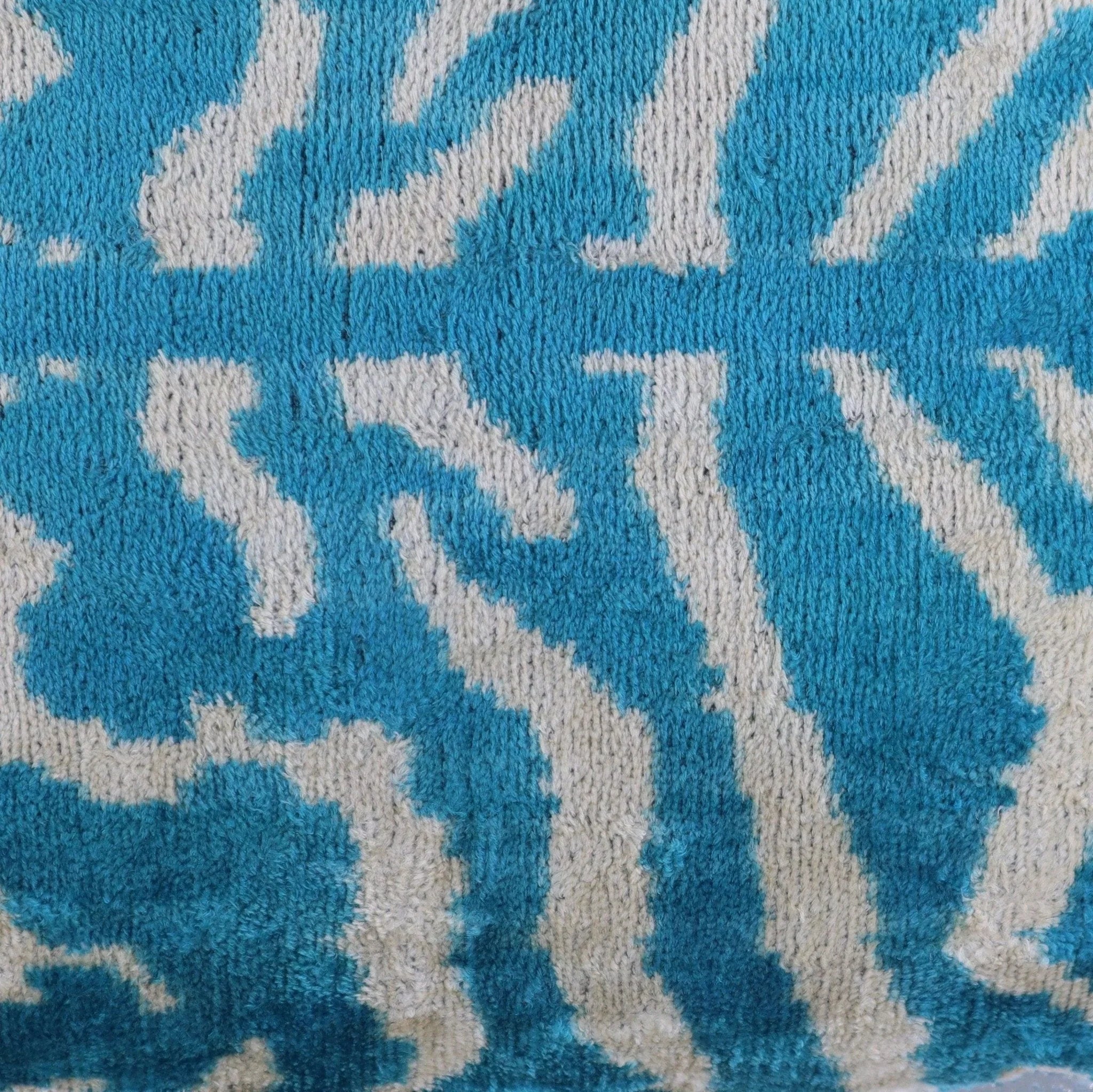 Canvello Handmade Tiger Print Blue Throw Pillows - 16x24 in, detail shot - House Of Avana
