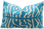 Canvello Handmade Tiger Print Blue Throw Pillows - 16x24 in, front view - House Of Avana