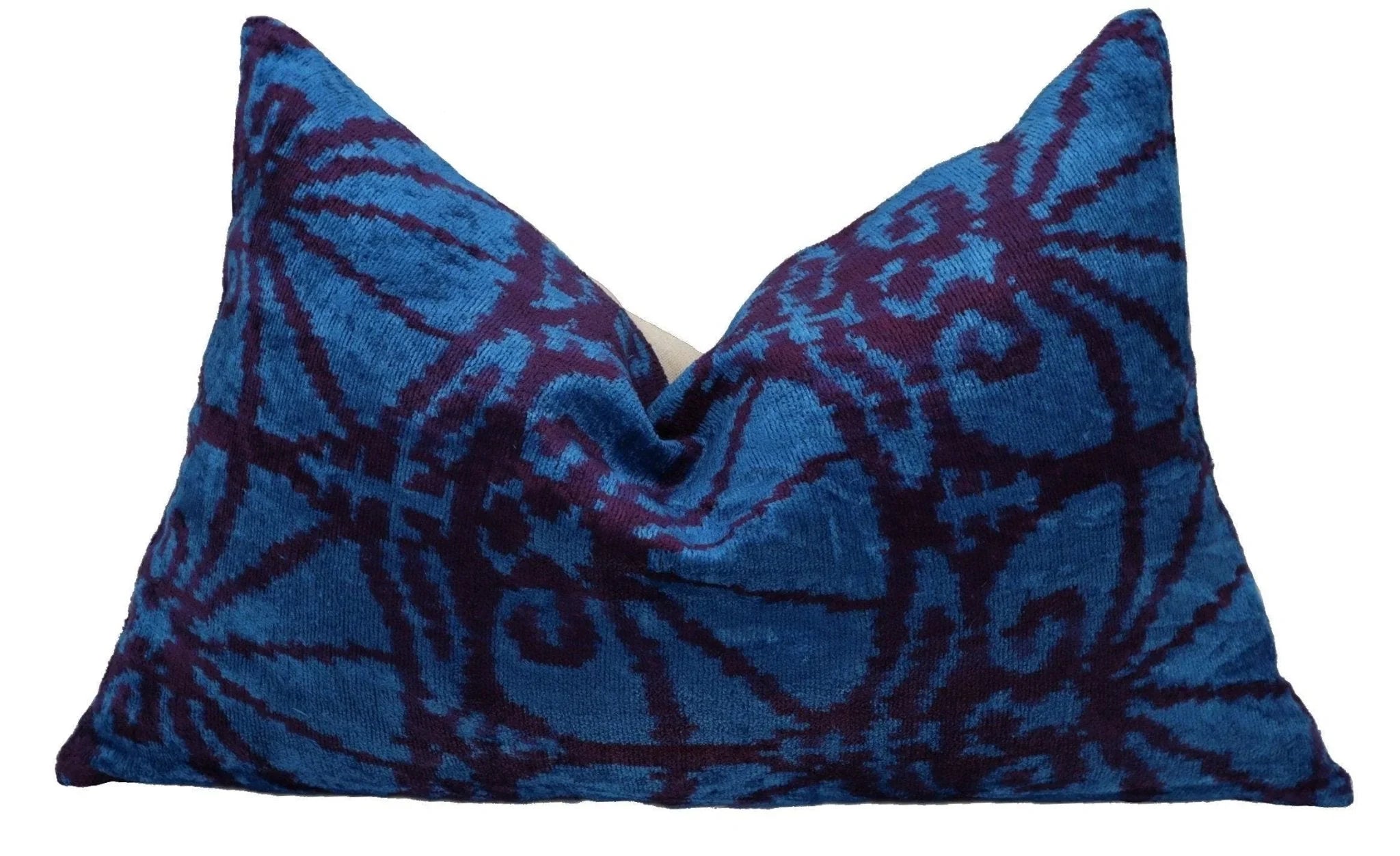 Canvello Decorative Blue Lumbar Throw Pillows for Couch - 16x24 in, back view - House Of Avana