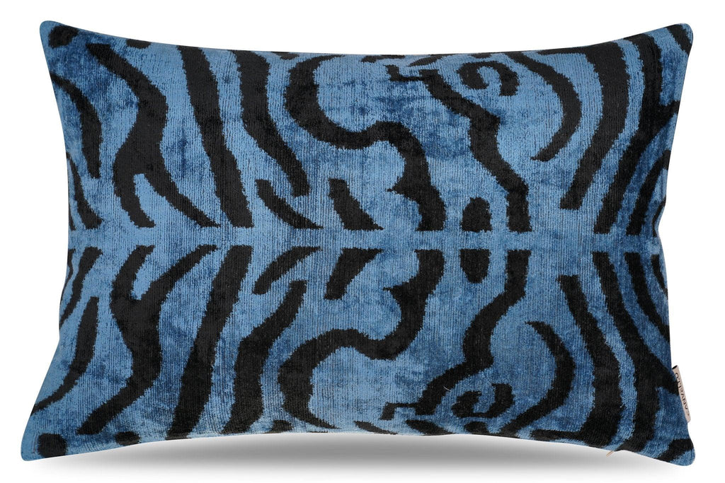 Canvello Naqvy Blue Luxury Tiger Print Throw Pillows | X in (40 X Cm), front view - House Of Avana
