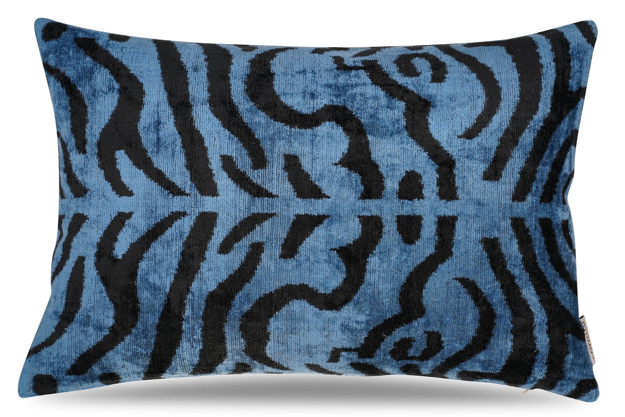 Canvello Naqvy Blue Luxury Tiger Print Throw Pillows | X in (40 X Cm), front view - House Of Avana
