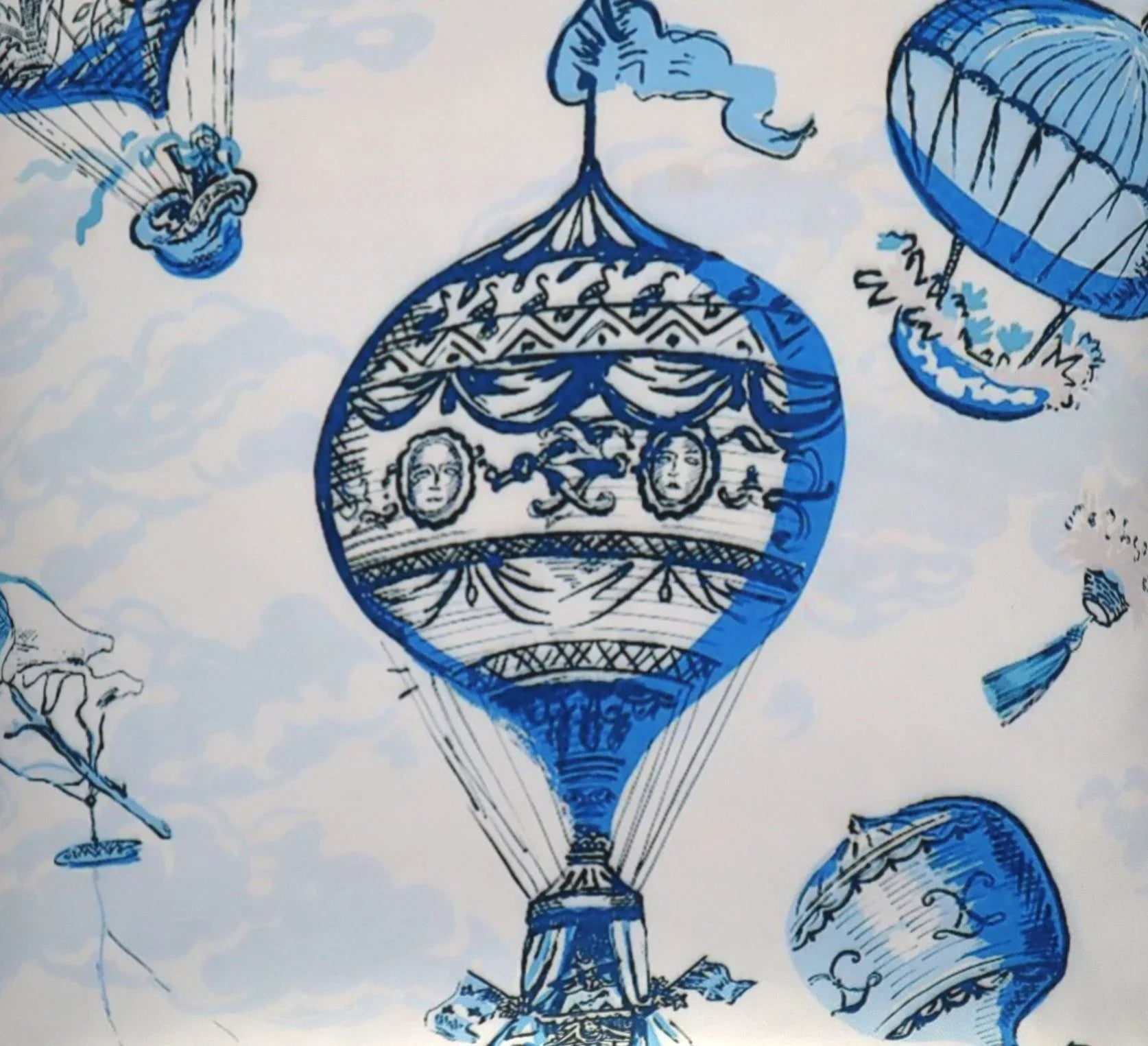 Canvello Elegance in Bloom Blue Print Silk Throw Pillow, back view - House Of Avana