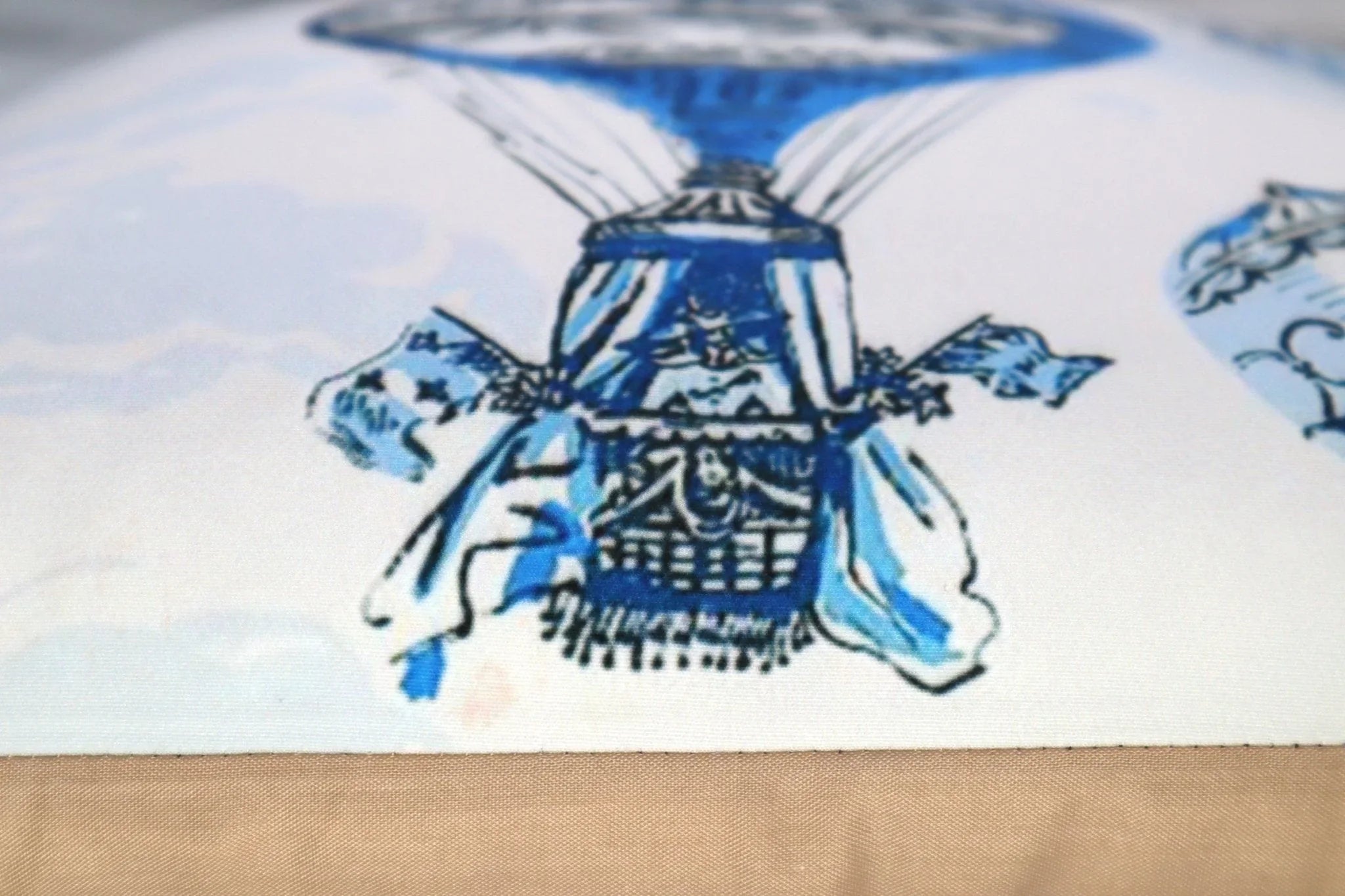 Canvello Elegance in Bloom Blue Print Silk Throw Pillow, side view - House Of Avana