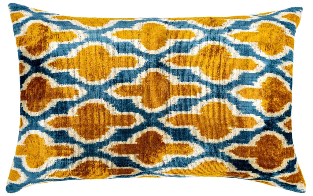 Handmade Throw Pillow Cover & Feather Insert | Orange Blue Pillow | Soft Throw Pillow| Luxury Decorative... - House Of Avana