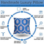 Canvello Luxurious Blue Velvet Throw Pillows - 20x20, back view - House Of Avana