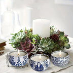 Porcelain Blue & White Scented Candle Set - House Of Avana