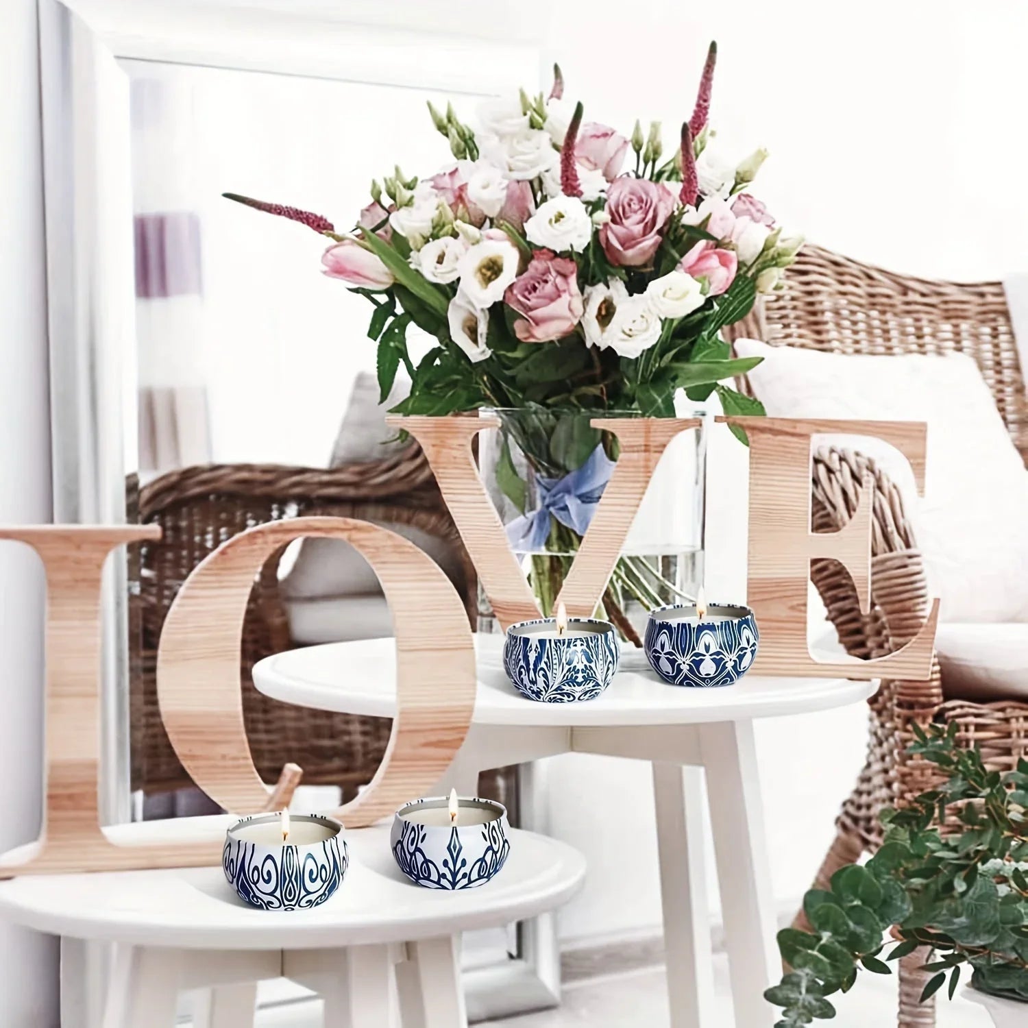 Porcelain Blue & White Scented Candle Set - House Of Avana