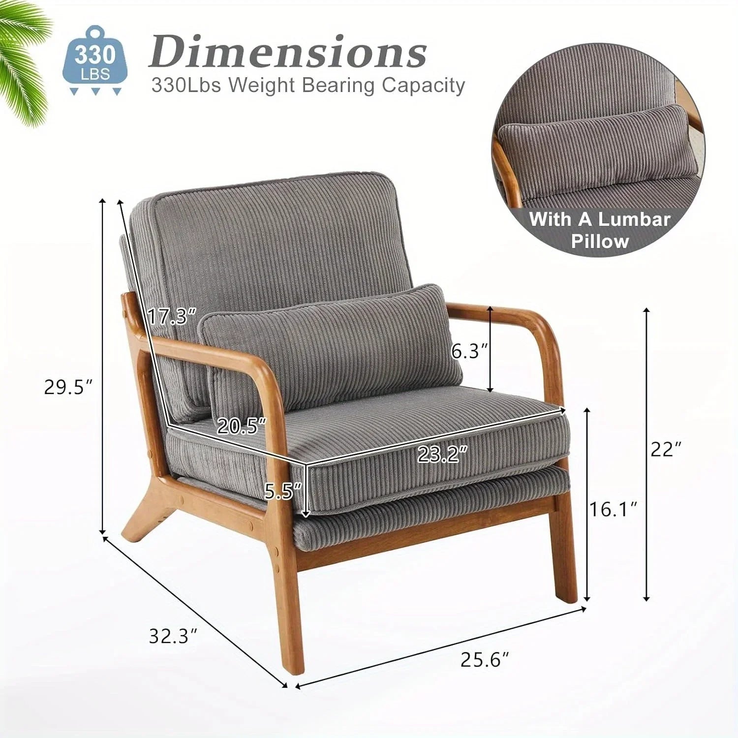 Accent Chair - Blue White Striped Upholstered, back view - House Of Avana