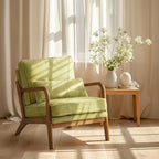 Accent Chair - Blue White Striped Upholstered, lifestyle image - House Of Avana