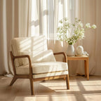 Accent Chair - Blue White Striped Upholstered, side view - House Of Avana