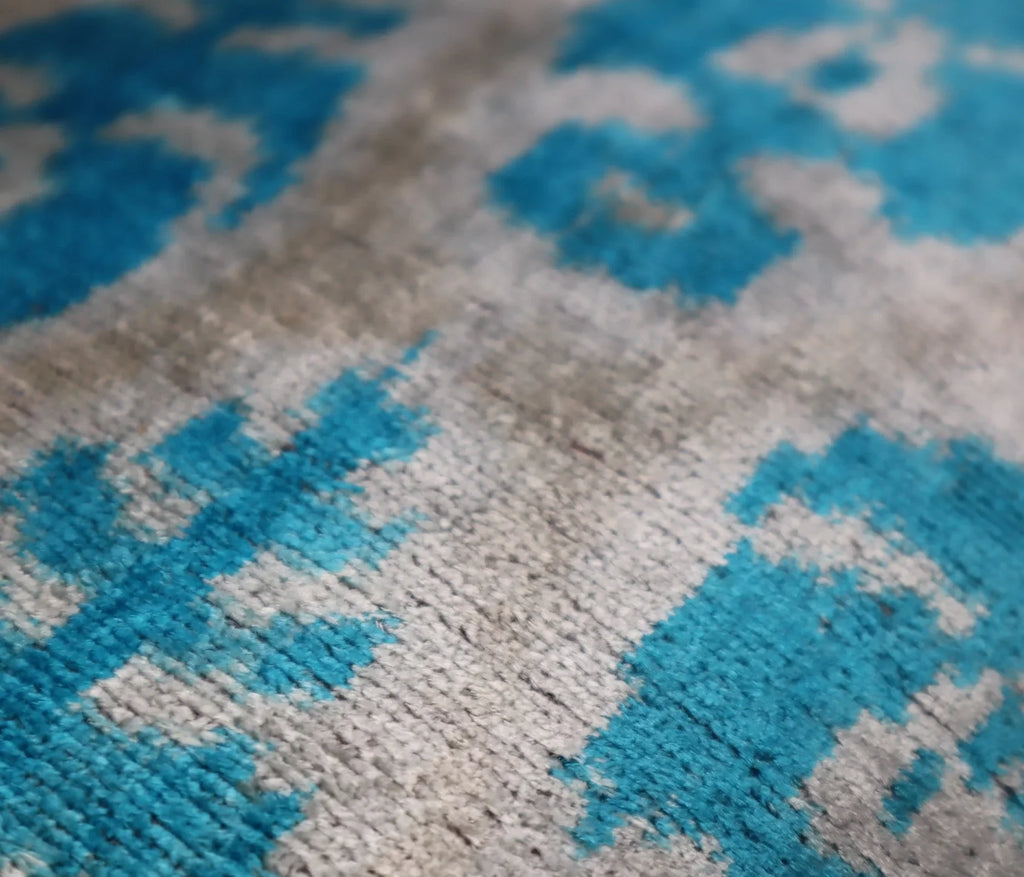 Canvello Luxury Floral Blue White Handmade Throw Pillow - 16x24 in, back view - House Of Avana