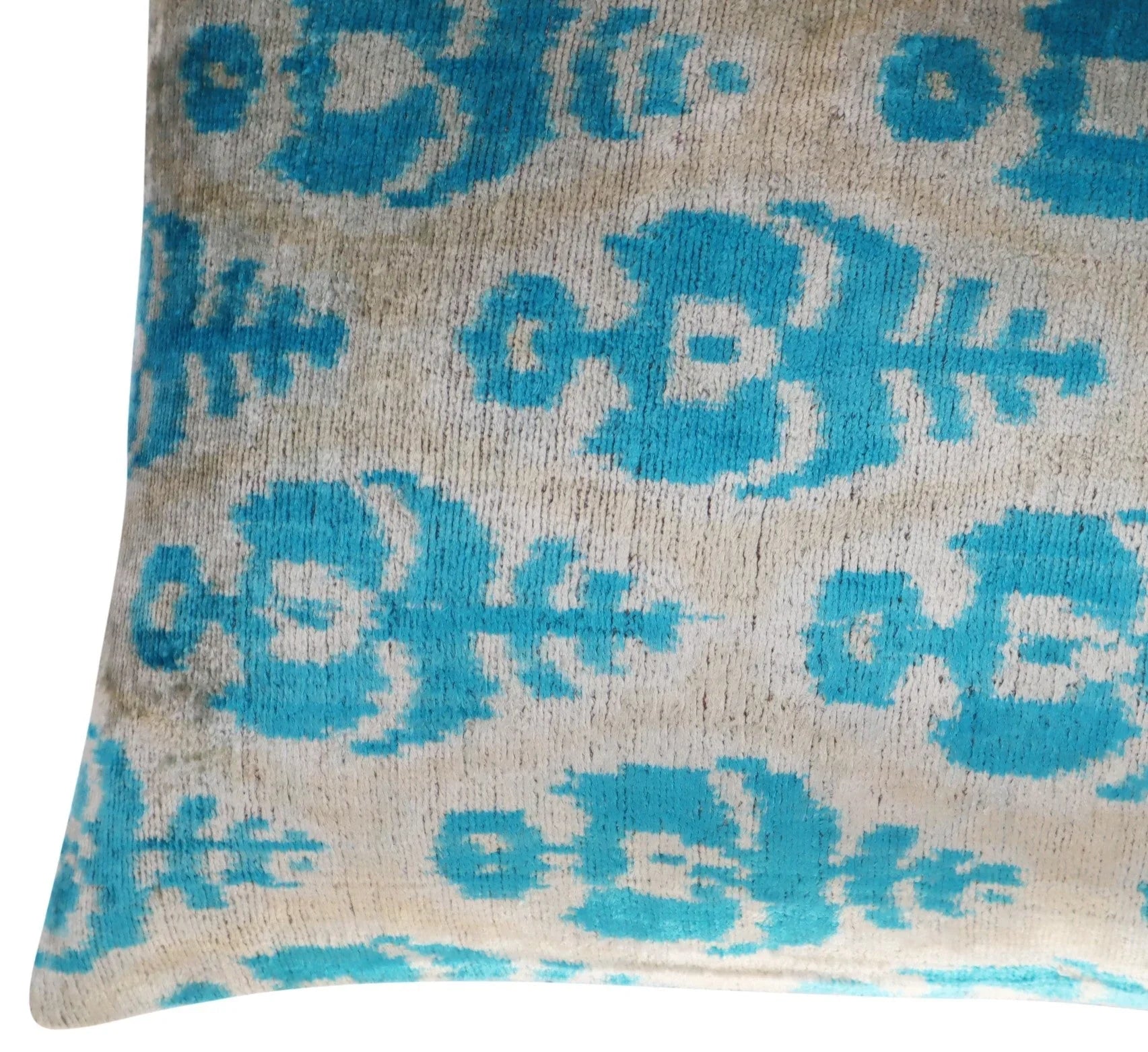 Canvello Luxury Floral Blue White Handmade Throw Pillow - 16x24 in, lifestyle image - House Of Avana