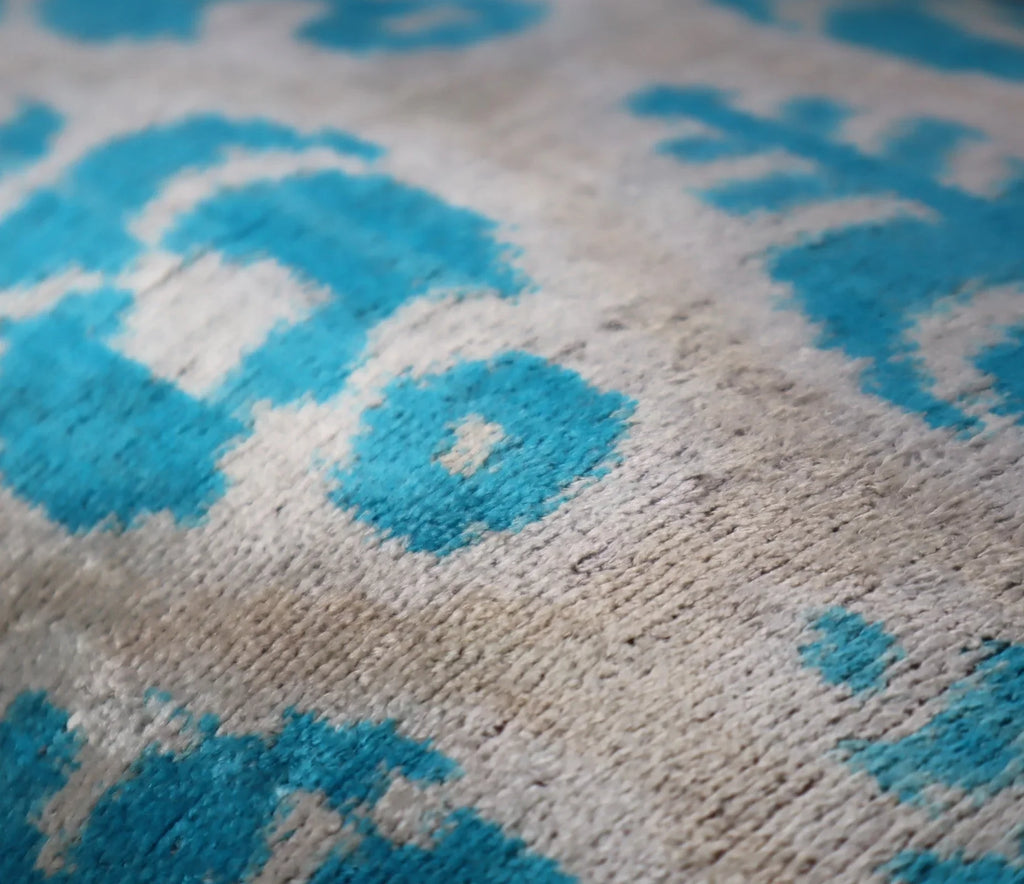 Canvello Luxury Floral Blue White Handmade Throw Pillow - 16x24 in, top view - House Of Avana