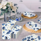 S Blue & White Floral Napkins with Golden Accents - Disposable High-quality Paper Hand Towels for... - House Of Avana