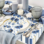 S Blue & White Floral Napkins with Golden Accents - Disposable High-quality Paper Hand Towels for... - House Of Avana