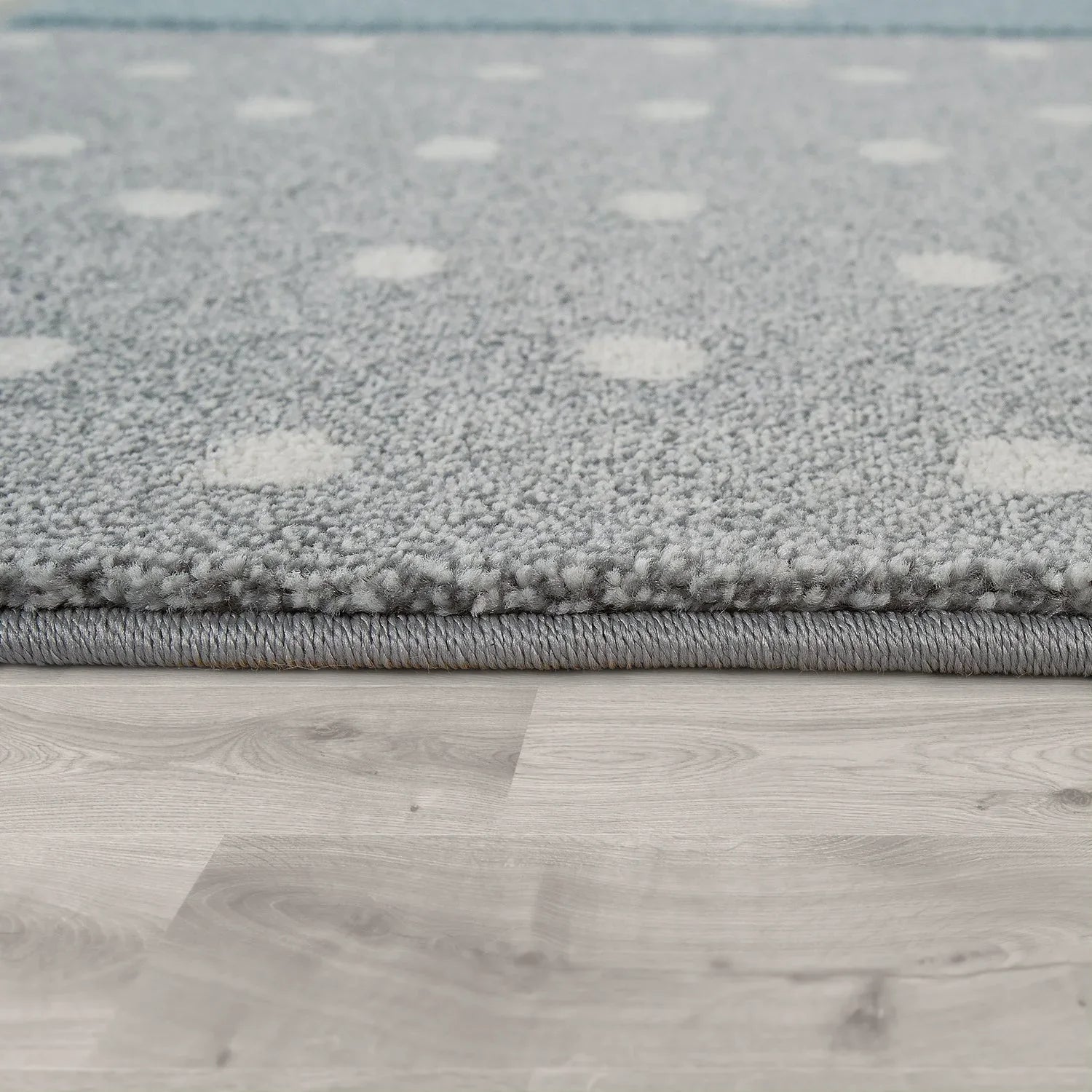 Nursery Rug Cosmo Checkered with Stars in Pastel Blue White, lifestyle image - House Of Avana