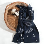Blue Space Knitted Cotton Baby Blanket PushpLinen