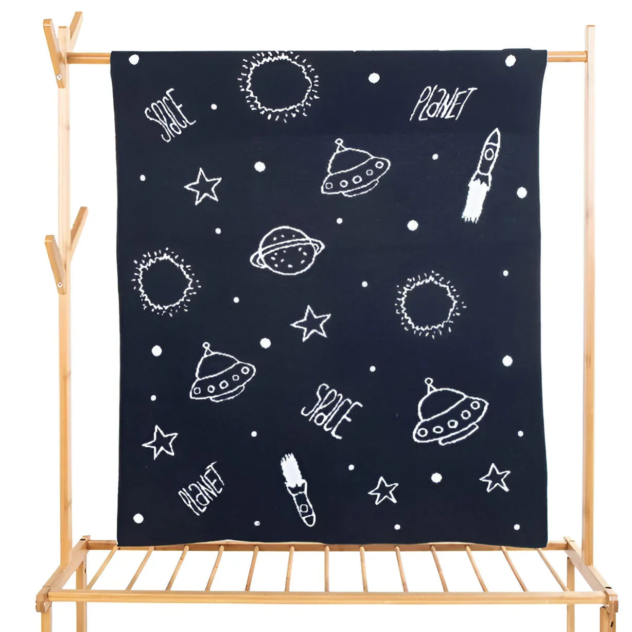 Blue Space Knitted Cotton Baby Blanket PushpLinen