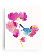 Bluebird in the Flowers Art Print Vibrant Nature Wall Art for Home Mai Autumn