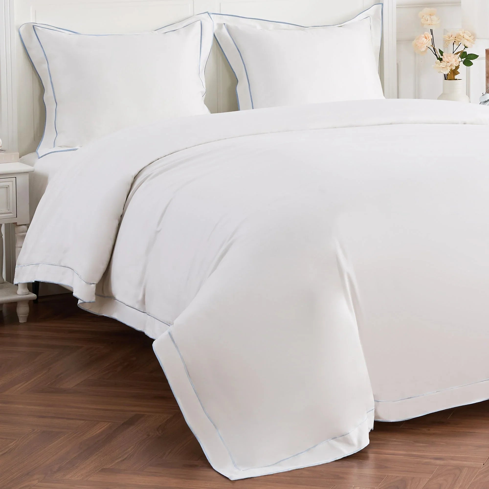 600 Thread Count Framed Sateen Embroidered Cotton Duvet Set Mélange Home