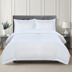 600 Thread Count Framed Sateen Embroidered Cotton Duvet Set Mélange Home