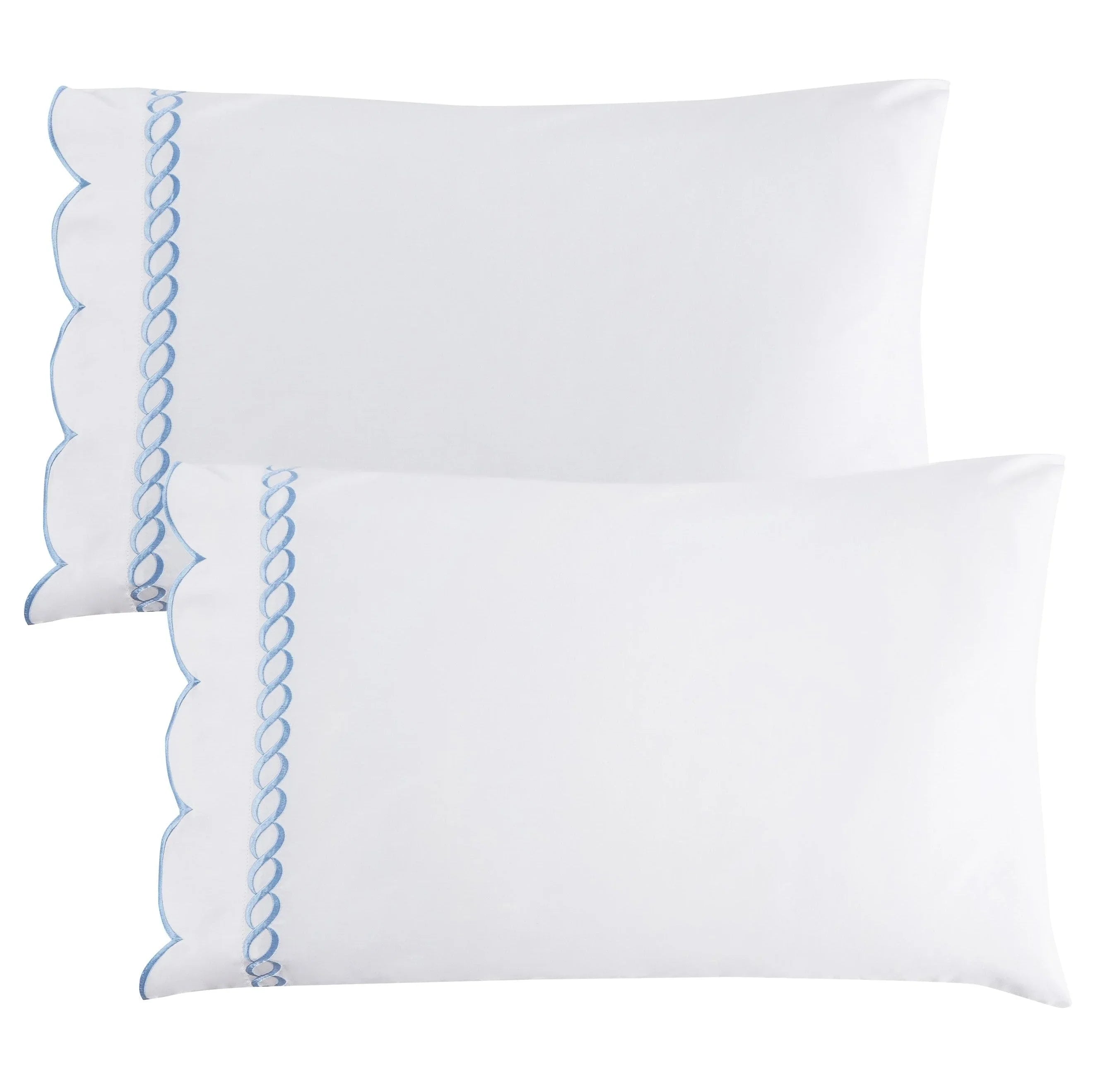 600 Thread Count Scallop Rope Embroidered Cotton Pillowcase Pair Mélange Home