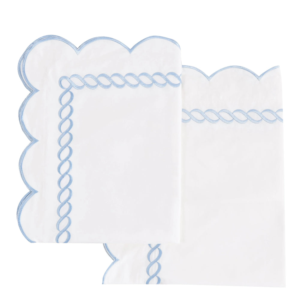 600 Thread Count Scallop Rope Embroidered Cotton Euro Sham Pair Mélange Home