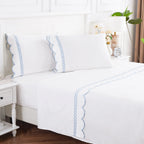 600 Thread Count Scallop Rope Embroidered Cotton Pillowcase Pair Mélange Home