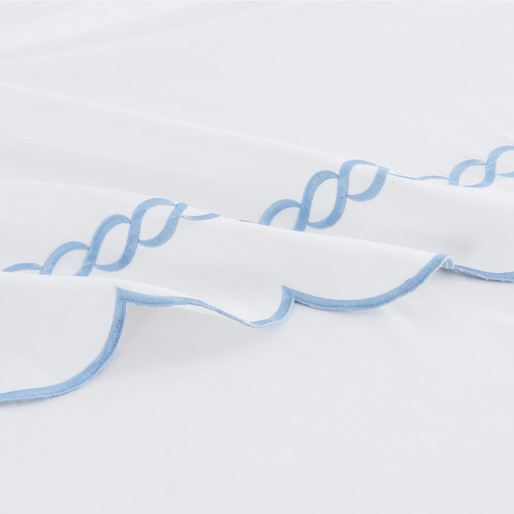 600 Thread Count Scallop Rope Embroidered Cotton Pillowcase Pair Mélange Home