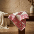 Blush Pink & Ivory table linen pattern corner detail | Jaipur handicraft aesthetics handmade table runners napkins table mats India natural colors hand block | House of Avana