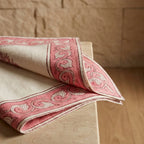 Blush Pink & Ivory napkin on luxury table setting | hand block printed table runners napkins table mats Jaipur handmade handicraft India natural colors | House of Avana