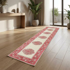 Blush Pink & Ivory 13-piece table linen set laid flat | handmade Jaipur handicraft table runners table mats napkins hand block India natural colors aesthetics | House of Avana