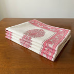 Blush Pink & Ivory hand block cotton table runner | India natural colors hand block table runners napkins table mats Jaipur handmade aesthetics handicraft | House of Avana