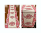 Blush Pink & Ivory handmade hand block printed cotton table linen | handmade Jaipur handicraft table runners table mats napkins hand block India natural colors aesthetics | House of Avana
