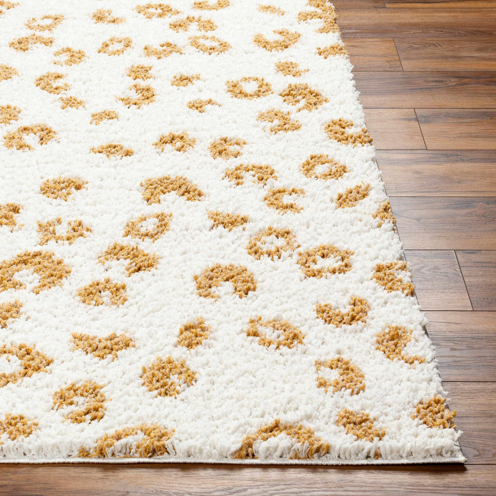 Altin Leopard Print White Area Rug Hauteloom