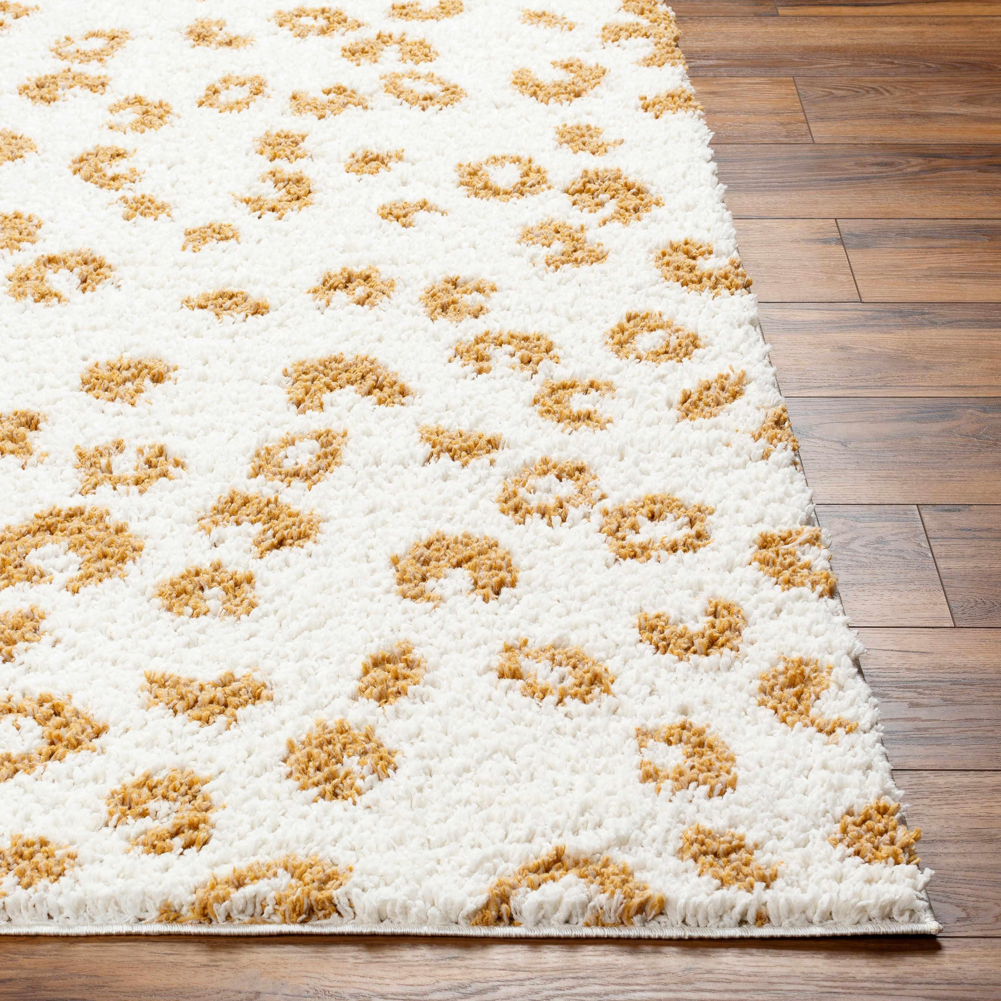 Altin Leopard Print White Area Rug Hauteloom