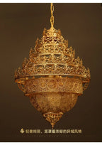 Bohemian Retro Chandelier Luxury Iron Golden Pendant Light Living Dining Hotel Coffee Shop Exhibition Hall Indoor Lamp