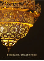 Bohemian Retro Chandelier Luxury Iron Golden Pendant Light Living Dining Hotel Coffee Shop Exhibition Hall Indoor Lamp