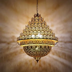 Luxury golden iron bohemian retro chandelier pendant light for indoor living and dining areas.