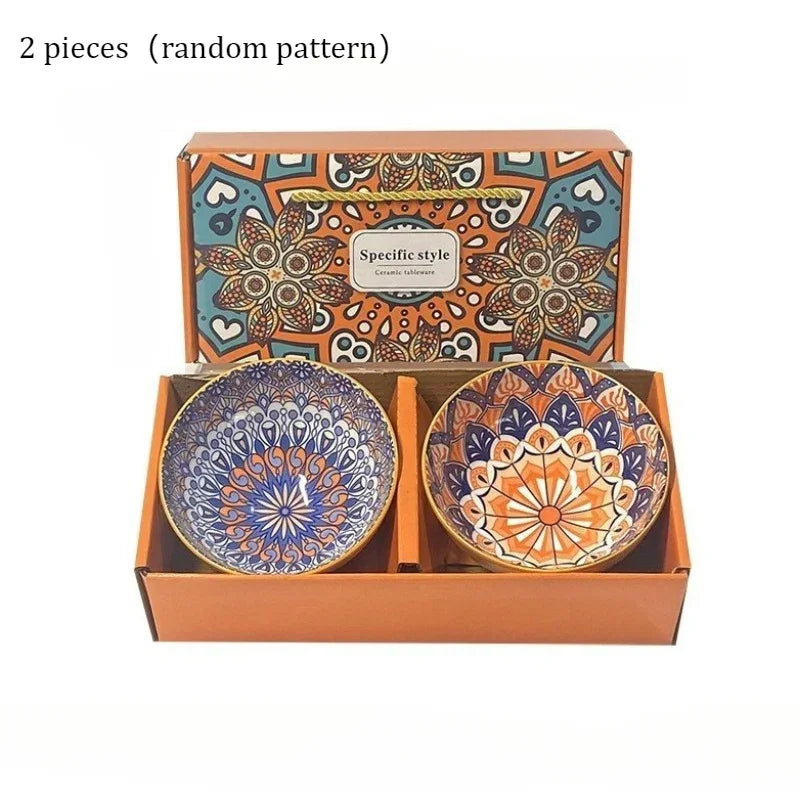 Bohemian Style Blue and White Porcelain Bowl and Chopsticks Set, Underglaze Ceramic Tableware, Suitable... - House Of Avana
