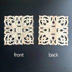 Natural rubberwood wall plaque with intricate floral carvings, unfinished wooden decor - House of Avana