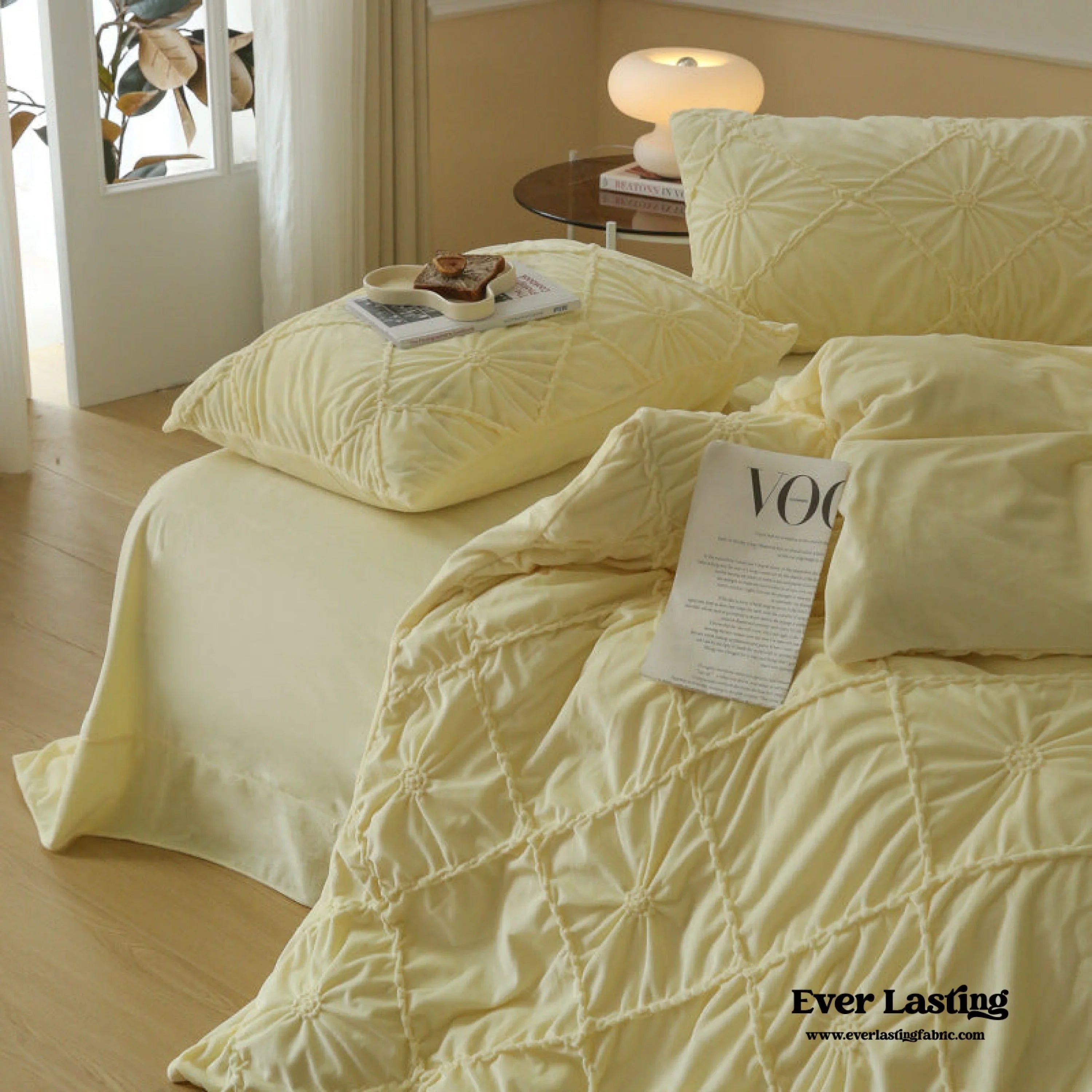 Boho Braided Velvet Bedding Set / White Ever Lasting
