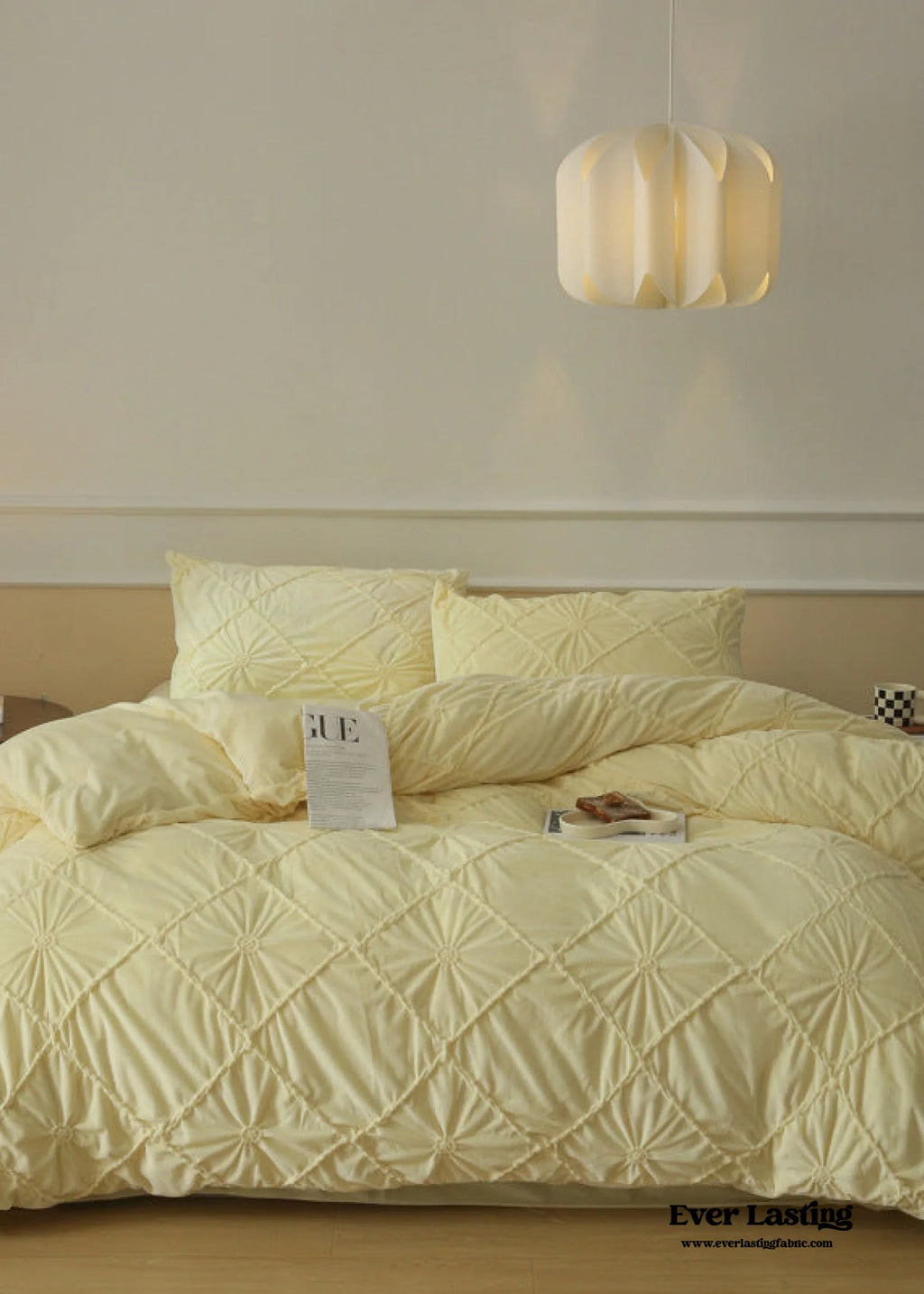 Boho Braided Velvet Bedding Set / White Ever Lasting