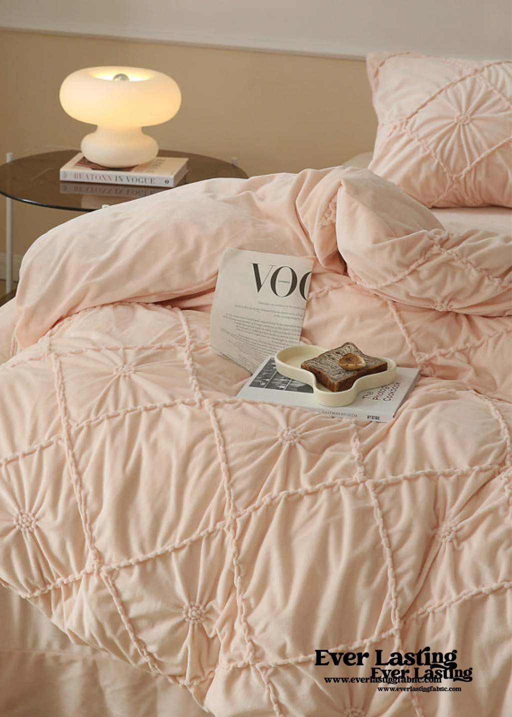 Boho Braided Velvet Bedding Set / White Ever Lasting