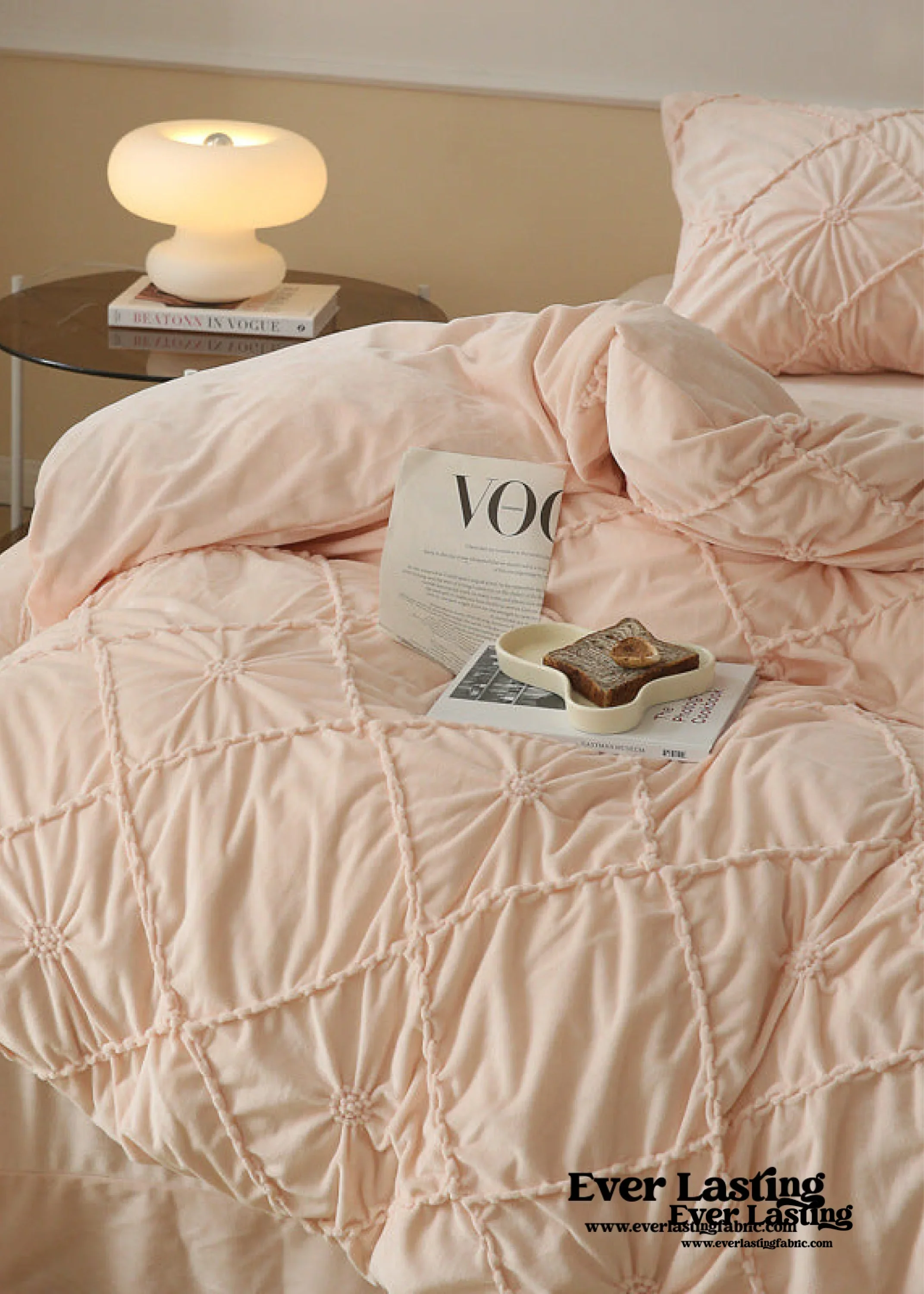 Boho Braided Velvet Bedding Set / White Ever Lasting