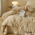 Boho Braided Velvet Bedding Set / White Ever Lasting