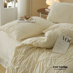 Boho Braided Velvet Bedding Set / White Ever Lasting