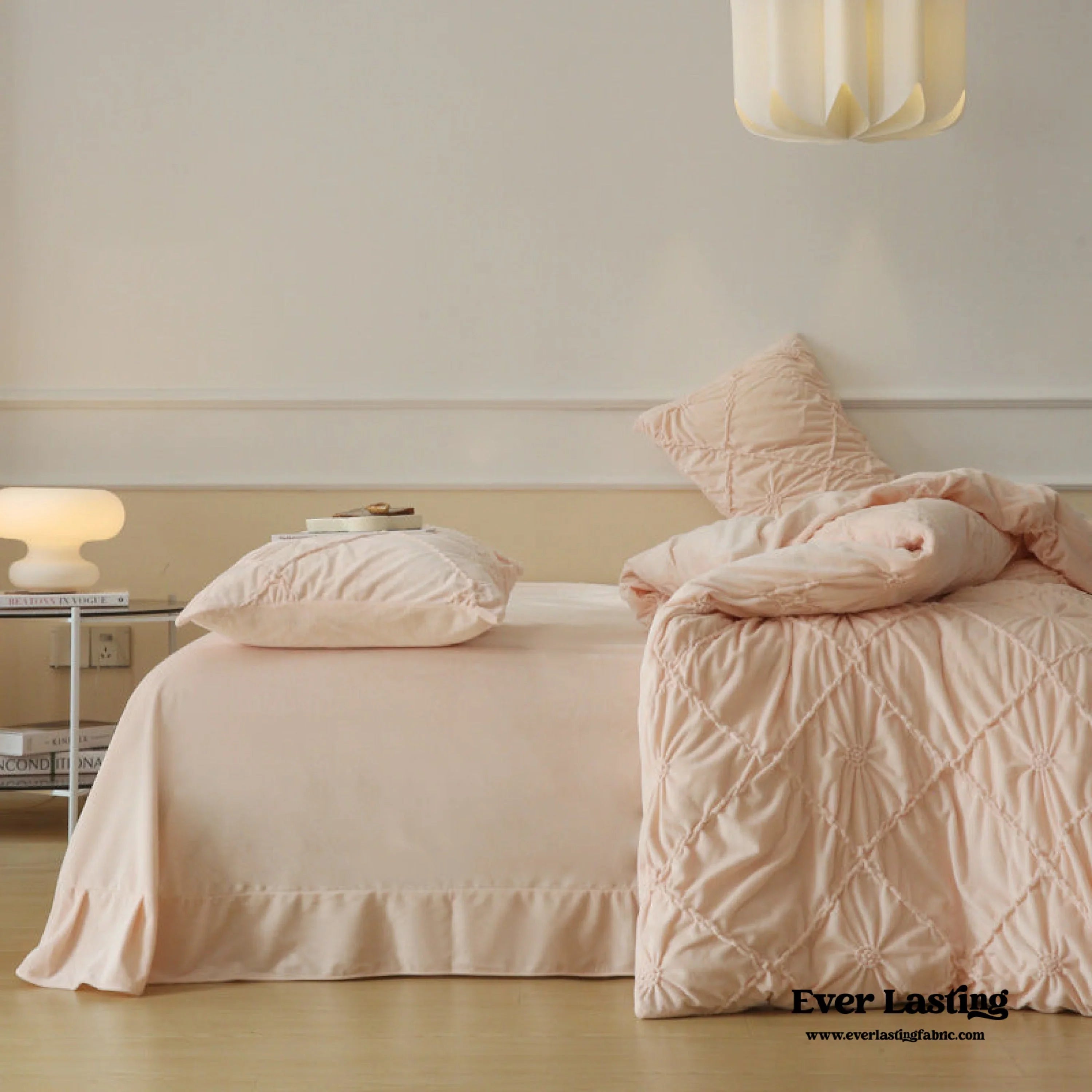 Boho Braided Velvet Bedding Set / White Ever Lasting